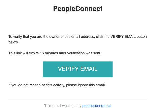 Verify email from PeopleConnect