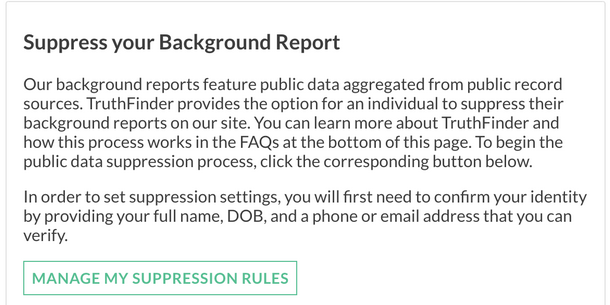 Suppress your background report. With button: Manage my suppression rules.