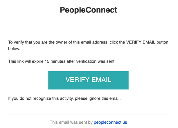 Verify email from PeopleConnect